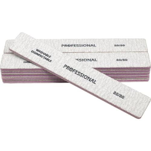 50Pcs/Lot Grey Nail File 80/80 Strong Sandpaper Nail Buffer Block Double Sided UV Gel Polishing Manicure Tools Wholesale