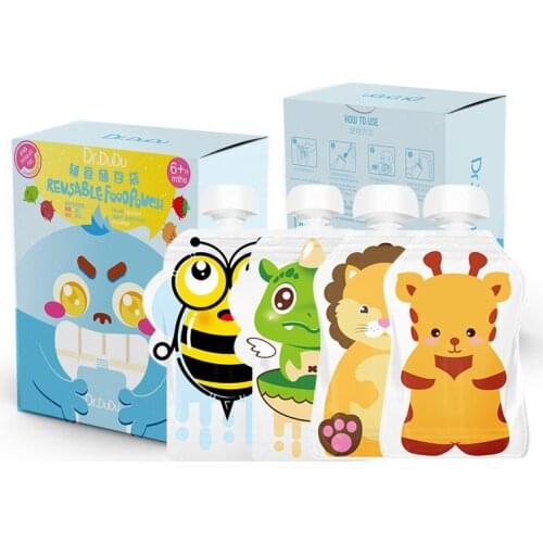 8pcs Double Zipper Baby Food Storage Pouch BPA-Free Reusable Sealed Complementary Food Pouch Homemade Puree Pulp Storage Bag