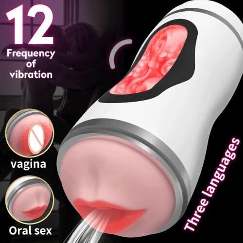 Automatic Male Masturbator Cup Oral Sex Vagina Real Pussy Cup Penis Stimulator Blow job Electric Vibrator Adult Sex Toys for Men