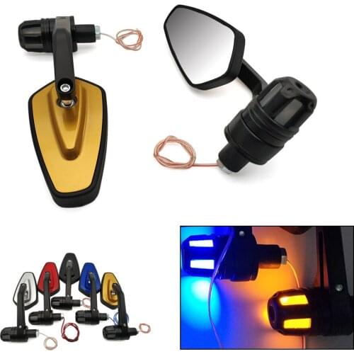 Motorcycle Side Mirror LED Handle Bar End Mirrors Turn Signal light For Yamaha XP 500 530 TX125 Adventure YZ 80 85 125 250 450 F