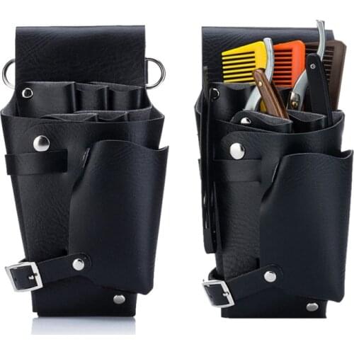 Hair Scissor Bag Clips Comb Case Hairdressing Barber Hair Scissor Holster Pouch Holder tool Salon Waist pack Belt PU Leather Bag