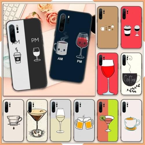 Coffee Wine Cup Phone Case For Huawei P40 P20 P30 lite Pro P Smart 2019 Mate 40 20 10 Lite Pro Nova 5t