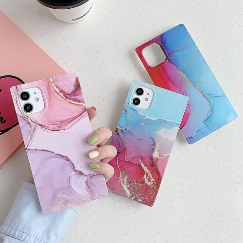 Marble Texture Phone Case For iPhone 11 12 Pro Max XS Max XR X 7 8 Plus 12 Mini Shockproof Matte Square Back Cover For iPhone 12