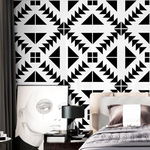 Black And White Square Plaid Wallpaper Ceiling Living Room Dining Room Kids Room Bedroom Shop TV Background Wallpaper