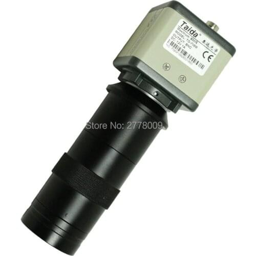 800TVL 1/3" CCD Digital Industry Microscope Camera 8X-130X C-Mount Lens BNC Color Video Output for Industry Lab PCB