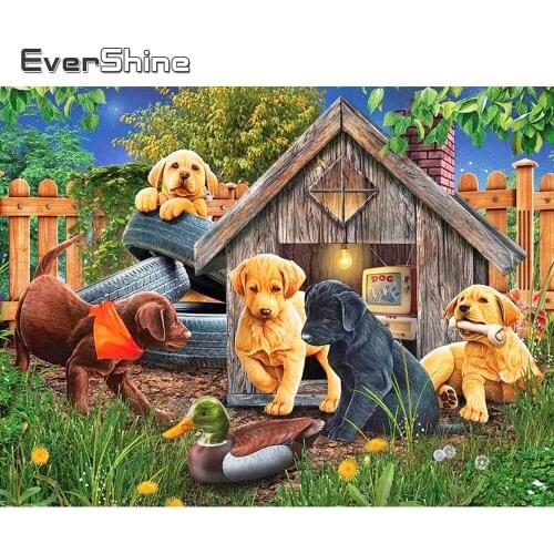 Evershine Diamond Embroidery Dog Full Square Round Diamond Painting Animal 5D DIY Picture Rhinestones Mosaic Wall Decoration