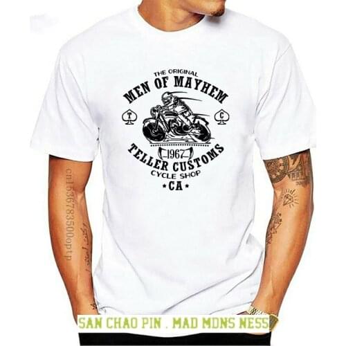 Original Men of Mayhem Teller Motorcycle White T-Shirt 2020 Latest O-Neck Sunlight Men T-Shirt Blank T Shirts
