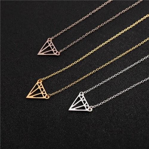 Geometric Polygon Triangle lozenge Conical rhombus Shape Necklace for Women Wedding Lucky Wishes Glamour hollow Cone Jewelry
