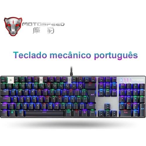 Português Motospeed CK104 RGB Gaming Mechanical Keyboard 104 Key LED Backlit USB Wired Ergonomics Keyboard For PC Computer Gamer