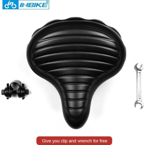 INBIKE Soft Wide Bicycle Saddle Comfortable Bike Seat Vintage Bicycle PU Saddle Pad Waterproof Cycling Parts Accessories
