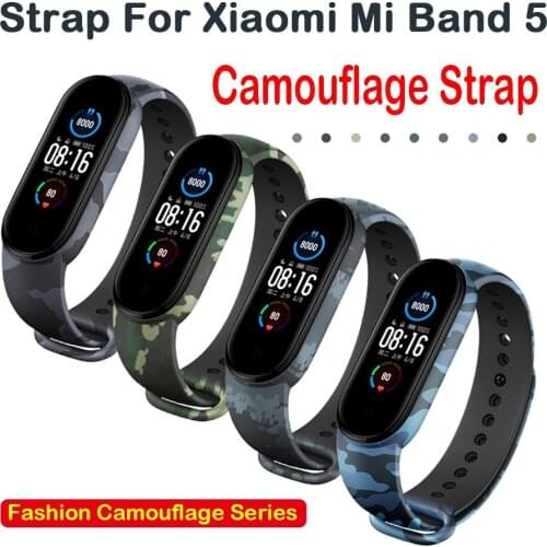 Camouflage Strap Watch Strap For Xiaomi Mi Band 5 Sport Silicone Bracelet For Miband 5 NFC Band5 Replacement Smart Accessories