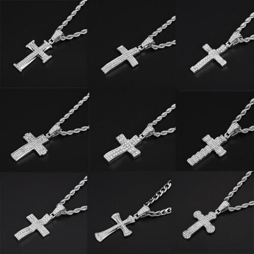 Classic Men Cross Pendant Necklace For Male Stainless Steel Necklace Statement Cruz Jewelry 24" Link Chain