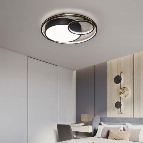 Nordic Luster Round Black Gold LED Ceiling Light for Bedroom Living Dining Room Corridor Kitchen Foyer Apartment Decor Lighting