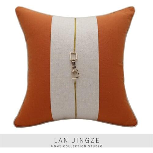 LAN JINGZE Square Yellow Cotton Cushion Cover Home Decorative Throw Pillowcase Luxury Cushions For Living Room Sofa 45cmx45cm