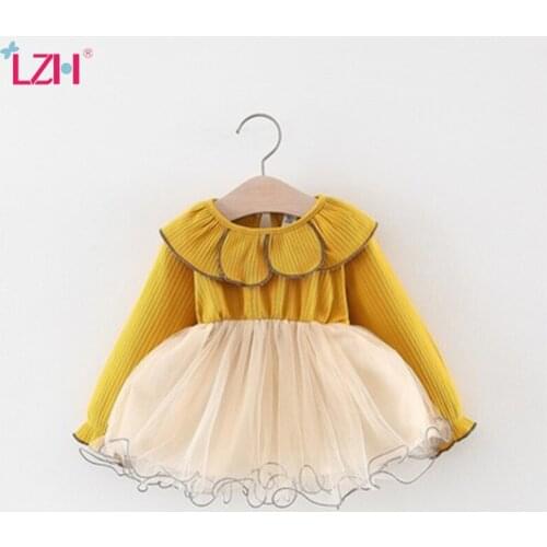 LZH 2021 Spring Infant Baby Princess Dress Fashion Dresses For Girls New Splicing Children Clothes Sweet Kids Dress