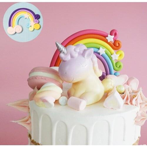 Cute Soft Handmade Ceramics Rainbow Polymer Clay Charms Micro Landscape Ornaments Glue Clouds Star Mobile Phone Accessories