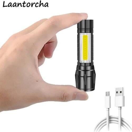Mini portable Led flashlight USB Rechargeable Powerful flashlight With Side Light Waterproof Ultra Bright Camping Flashlight