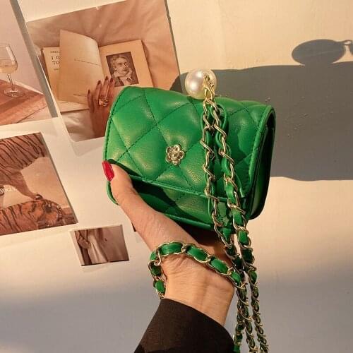 Lattice Mini Crossbody bag 2021 Summer New PU Leather Womens Designer Handbag Waist bag Purse Chain Shoulder Messenger Bag