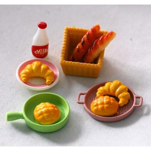 6Pcs Miniature 1/12 Dollhouse Simulation Bread Dollhouse Miniature Food Breakfast Snack Dessert Kitchen Toys