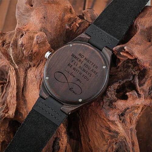 Minimalist Dial Quartz Wood Watch Men Genuine Leather Wrist Watch Birthday/Anniversary Gift Wooden Watches for Boyfriend/Husband