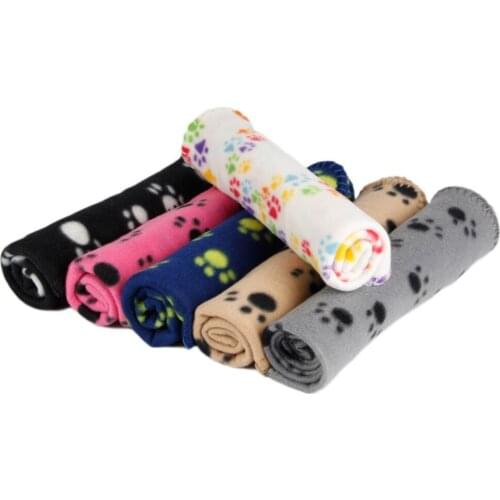 Soft Warm Wholesale Pet Blanket 5pcs/lot Lovely Design Paw Print Fleece Dog Cat Mat Puppy Bed Sofa Cushion Cover Cozy 60*70cm