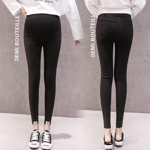 New autumn maternity pants maternity clothes wash water feet stomach lift pants stretch stomach lift denim pants