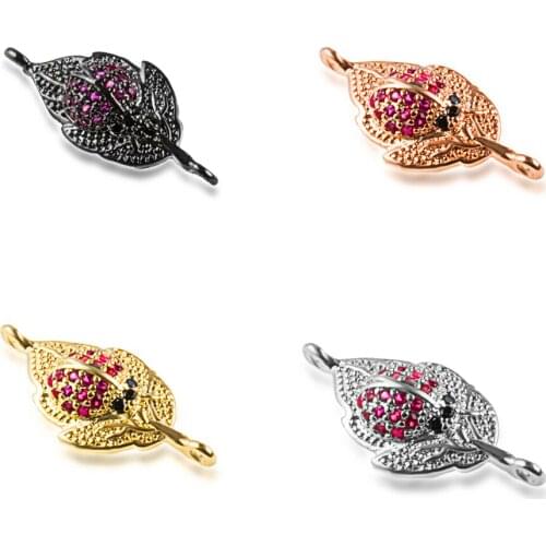 NEW charm leaf pendant necklace connector jewelry accessories diy miniature precision inlay cubic zircon bracelet gift