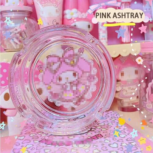 W&G Cartoon Cute Glass Crystal Girls Circular Ashtray Cat Girl Bomb Ash Ashtray Home Living Room Decor Gift For Boyfriend