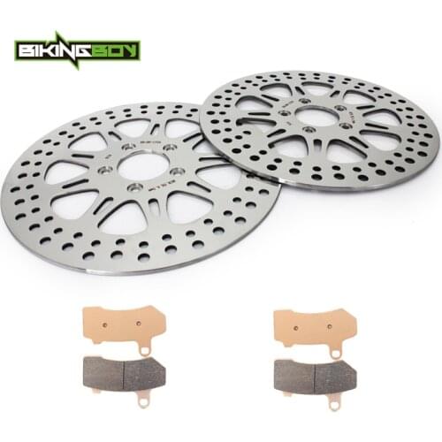 BIKINGBOY Front Brake Discs Rotors Disks Pads FLHR Road King FLHRC FLHTCU Ultra Classic Electra Glide FLHX Street Glide 08 09 10