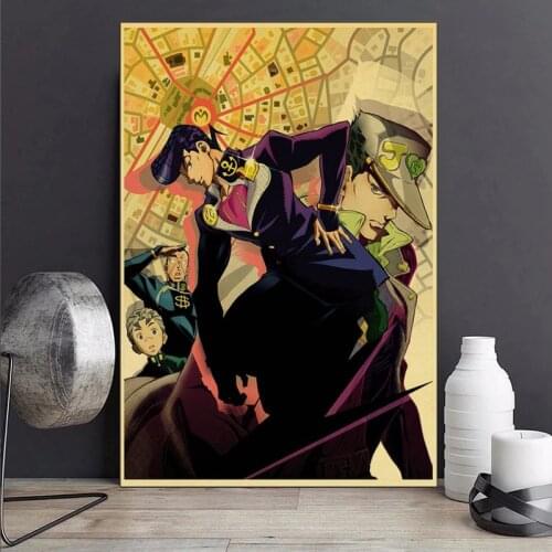 Anime JoJos Bizarre Adventure JOJO Poster Action Anime retro Poster Painting Wall Art for Living Room /Bar /Cafe room Decor