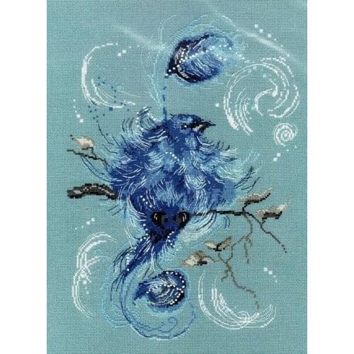 Drop Shipping Needlepoint Blue Bird Cross Stitch Embroidery Kits India with 100% Cotton Flosses & Free Shipping for Wall Decor
