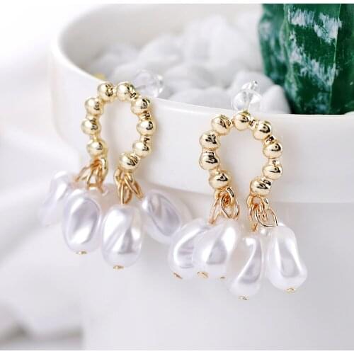 Luxurious Pearl Stud Earrings Trendy Geometric Tassel Lady Earrings Hippop Women Party Jewelry Gifts New Years