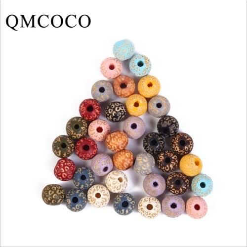 DIY 20Pcs/Pack Colorful Stripes Carved Wooden Beads Decorations Crafts Kids Jewelry Baby Toys Bracelet Accessories Customizable