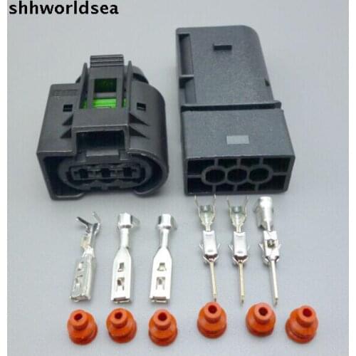 Shhworldsea 3 Pin 3.5mm male female Auto waterproof electrical connector 3.5mm Car ABS Sensor plug 22140492050 for BMW car etc