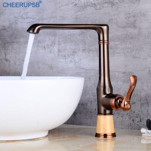 Antique Black Kitchen Faucet Sink Hot Cold Stream Water Mixer Tap Deck Mount Vintage ORB Faucets Flexible Rotation Luxury Taps