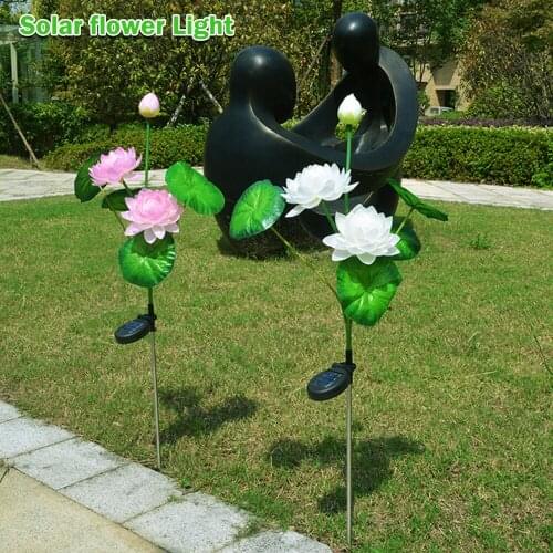 LED Solar Lotus Flower Lawn Stake Light Waterproof IP65 Garden Yard Decoration Landscape Pathway Ground Lamp