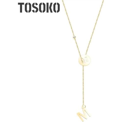 TOSOKO Exclusive M Letter Hollow Y-Shaped Tassel Interspersed Hypoallergenic Stainless Steel Jewelry BSP551