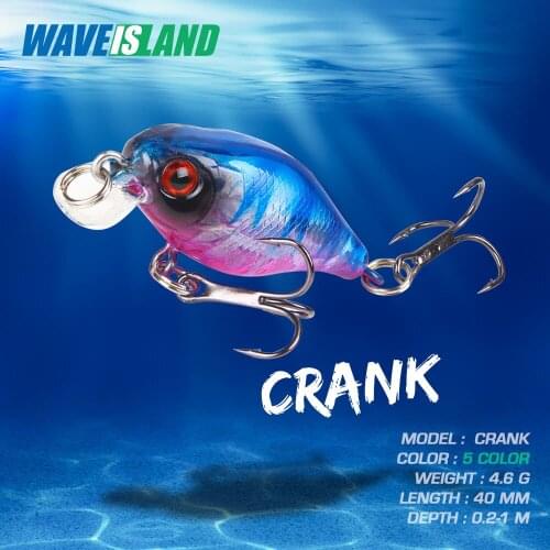 WAVEISLAND Crankbait Fishing Lure Rock Small 4cm/4.6g Mino Hard Bait Isca Artificial Articulos De Pesca Whopper Fake Fish Baits
