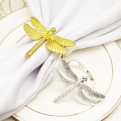 Dragonfly Napkin Ring Diy Hotel Wedding Banquet Table Display Metal Napkin Buckle Home Decoration Drip Buckle Paper Towels 1pc