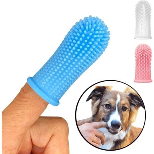 1Pcs Soft Pet Finger Toothbrush Teddy Dog Brush Bad Breath Tartar Teeth Care Tool Dog Cat Cleaning Silicone Dog Accessories