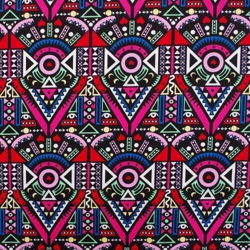 1 yard Cotton Poplin Fabric for sewing pathwork, dress, cloth, bedding - Geometric patterns - Circle,Triangular shape - pink