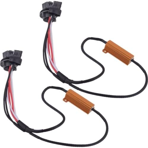 2pcs/Set 6-Ohm LED Hyper Flash Error Free Fix Decoder Wiring Harness Car for Turn Signal Light 7441 7443 7444 T20