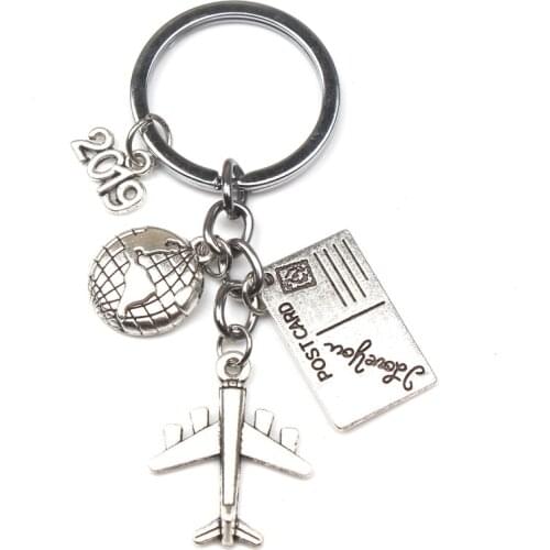 2019 2020 2021 2022Earth Airplane Keychains No Matter Where Pendant Travel Keyring Friendship Best Friend Jewelry Diy Handmade