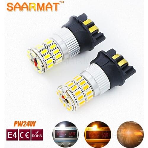 2x Led Error Free PWY24W PW24W Bulbs Turn Signal /DRL Daytime running Light Amber yellow White For 2013-up Skoda Octavia III Fit