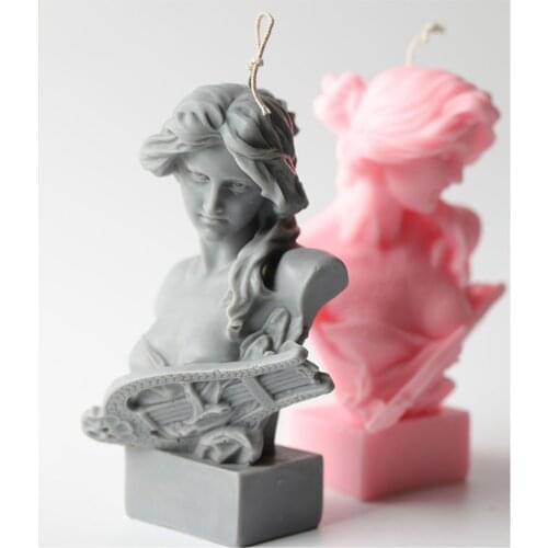 3d Greek Statue Candle Silicone Mold 15cm Ancient Art Goddess Plaster Aroma Resin Molds DIY Craft Soap Candle Making Home Decor