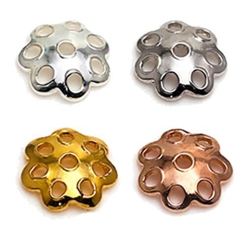 40pcs/lot 8mm Real 925 Sterling Silver Hollow Flower Bead Caps Spacers Torus Accessories For Fine Jewelry Making SBC-HT001E