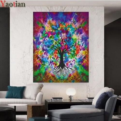 Diamond Painting 5D Abstract Color Tree Of Life Full Square Drill Diy Diamond Embroidery Mosaic Needlework Home Decoration New