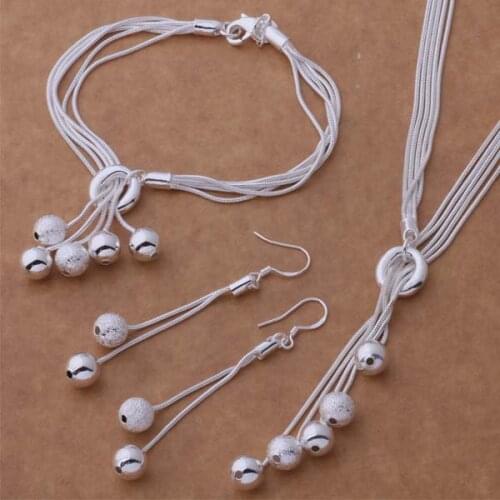 AS272 Hot N925 Silver color Jewelry Set Bracelet 011 + Necklace 494 + Earrings 323 / Popular jewelry jewelry set