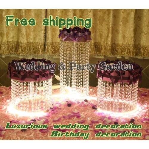 Free Shipping 3pcs Wedding cake stand combination Birthday Display CupCake Rack Christmas Supply crystal wedding cake stand