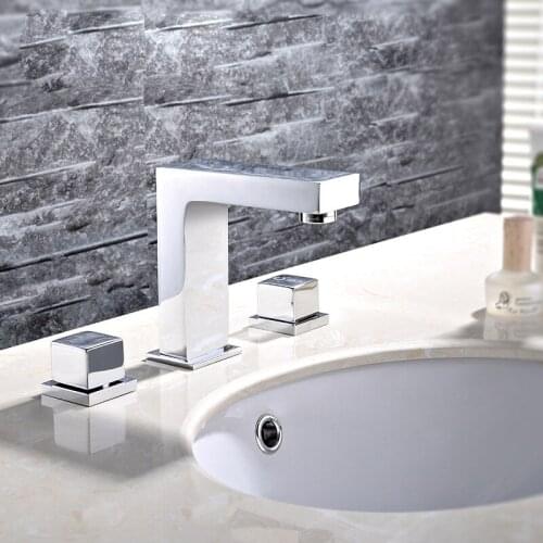 Free ship Bathroom Basin Waterfall Faucet 8 inch 3 Holes Widespread lavatory sink Brass Bath Mixer Tap deck mounted